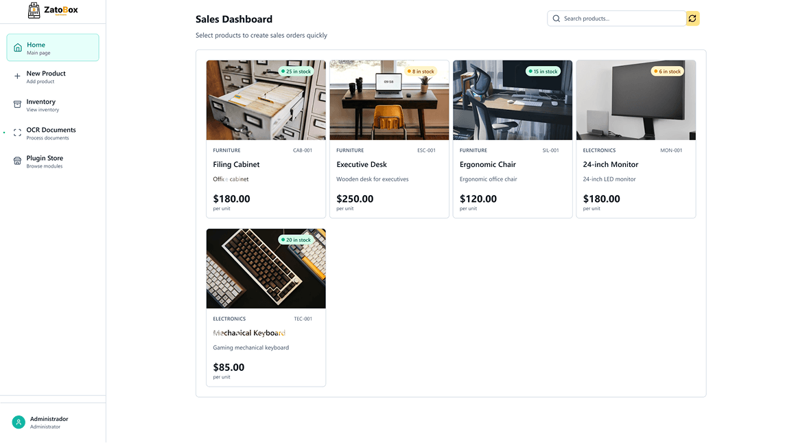 Vista previa del dashboard