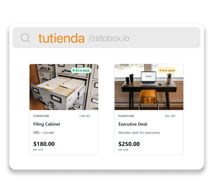 Interfaz de Zatolink Tienda Online
